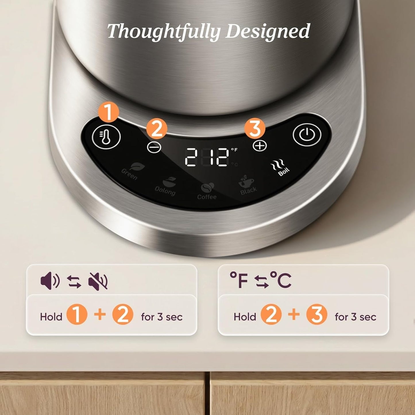 COSORI 1.7L Stainless Steel Kettle with Precision Control