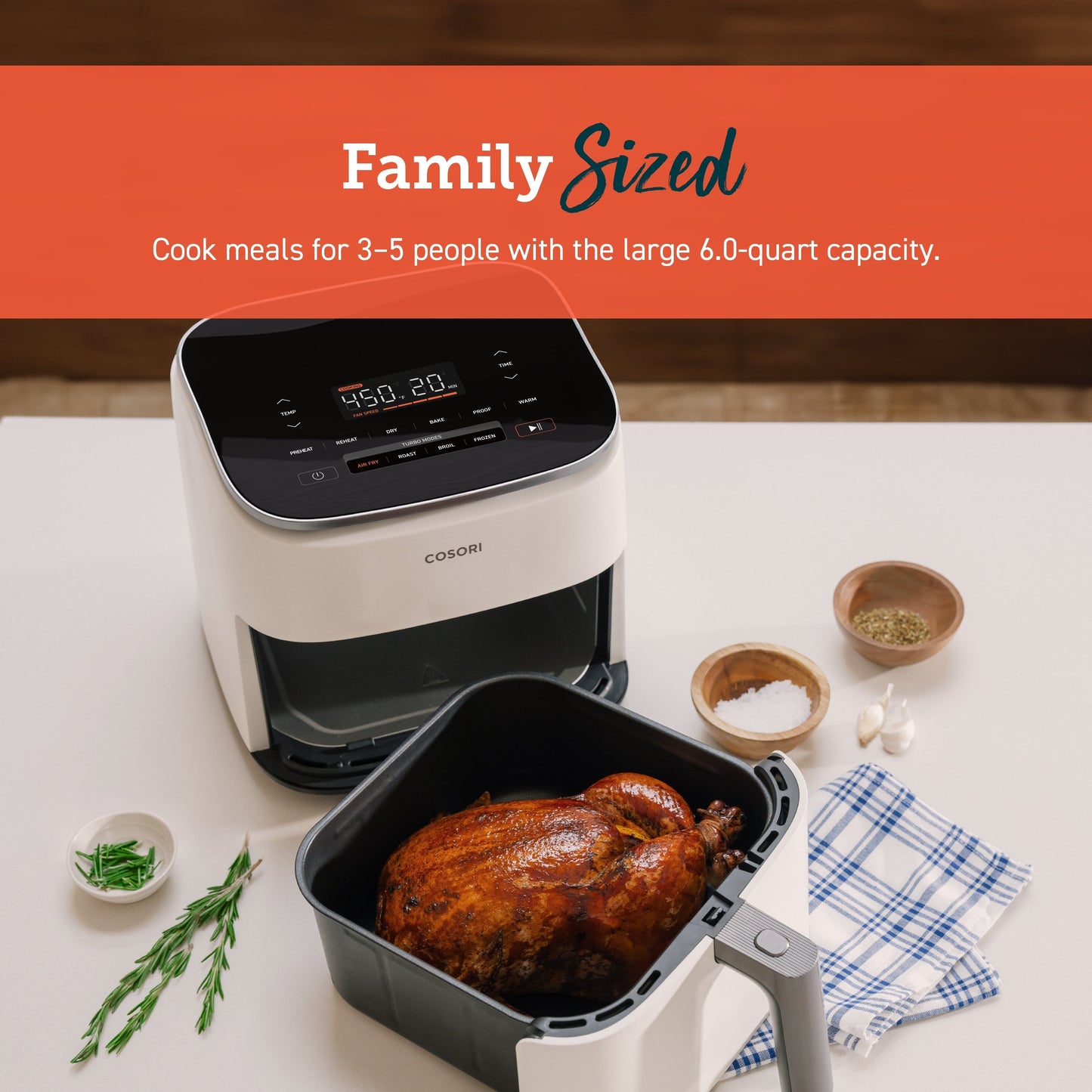 TurboBlazeTM 6.0-Quart Smart Air Fryer - Cream