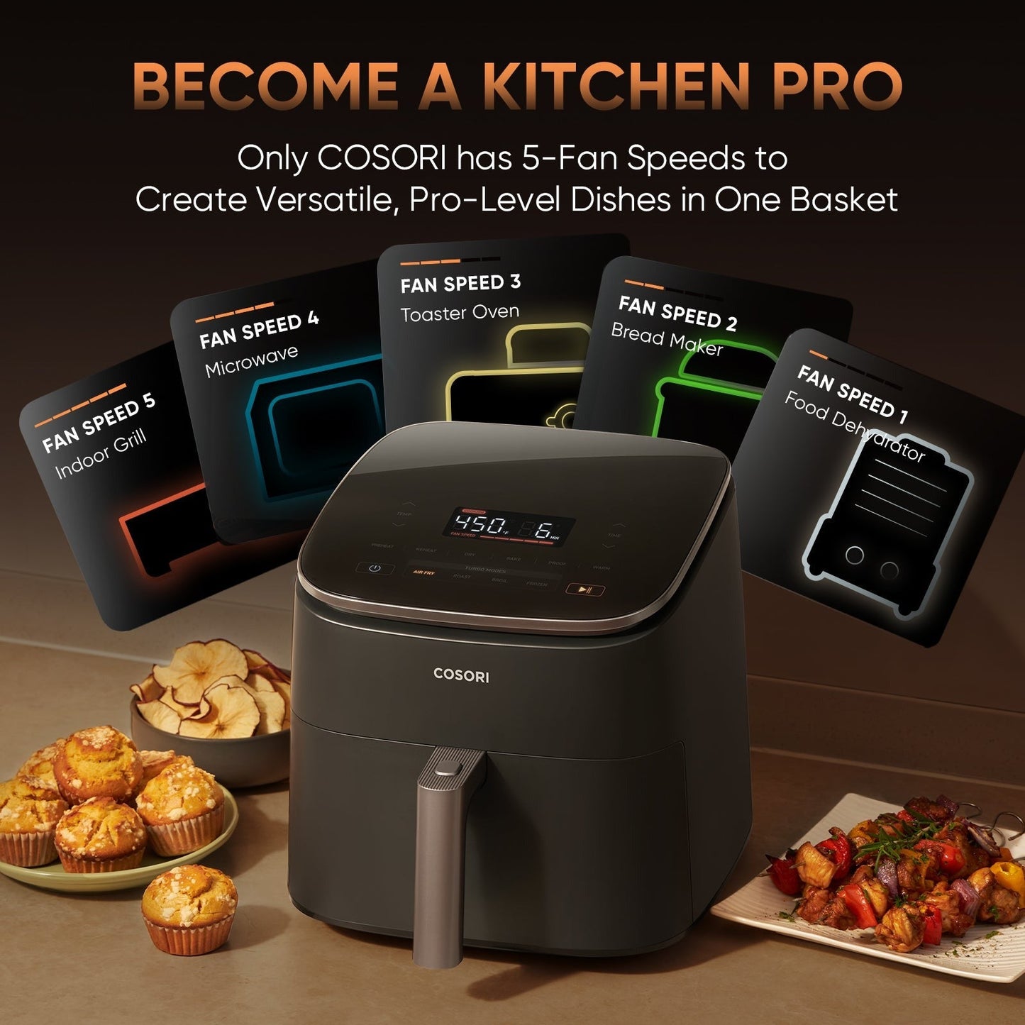 TurboBlazeTM 6.0-Quart Air Fryer - Dark Gray