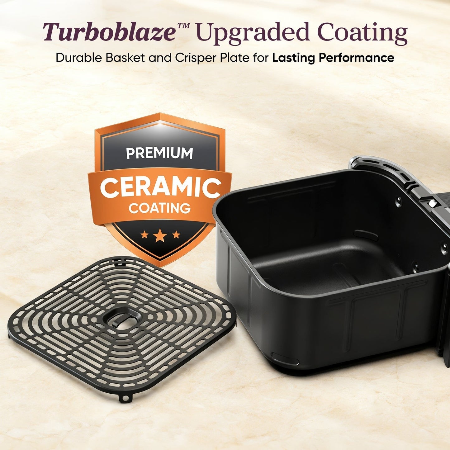 TurboBlazeTM 6.0-Quart Air Fryer - Light Gray