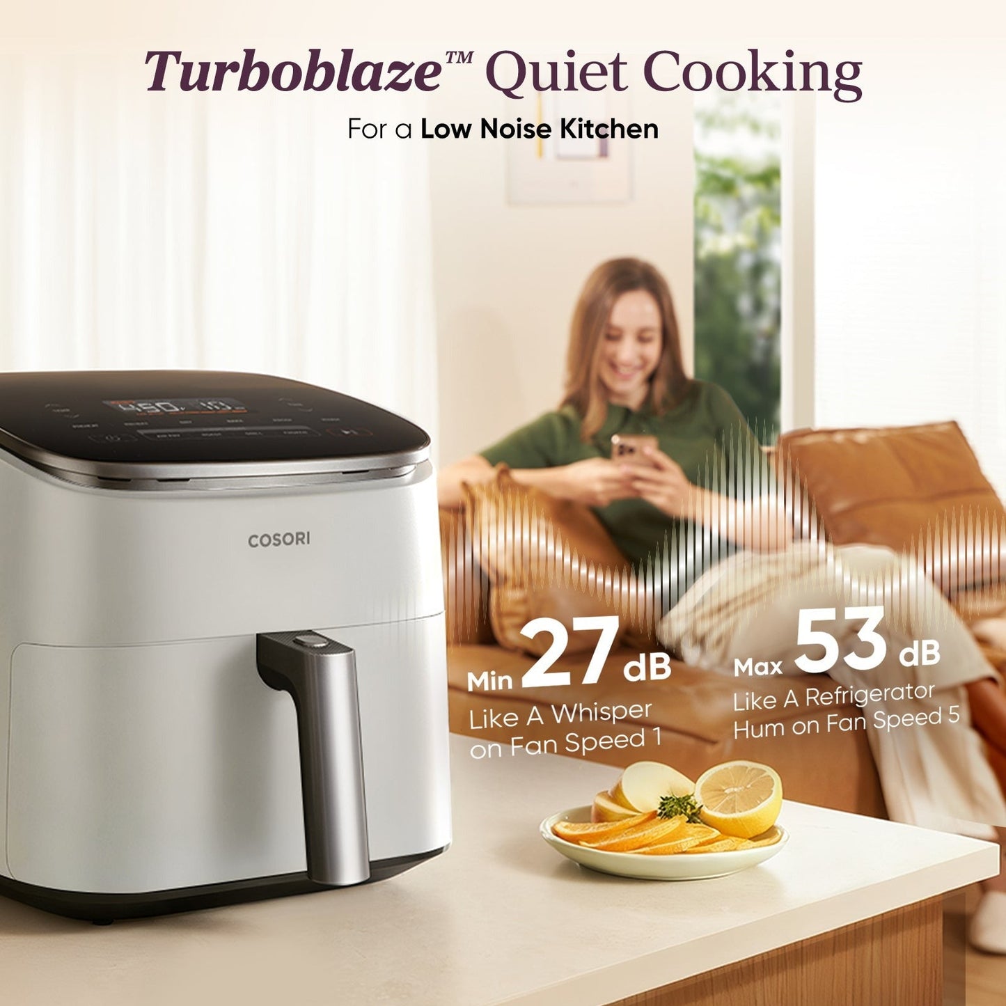 TurboBlazeTM 6.0-Quart Air Fryer - Light Gray