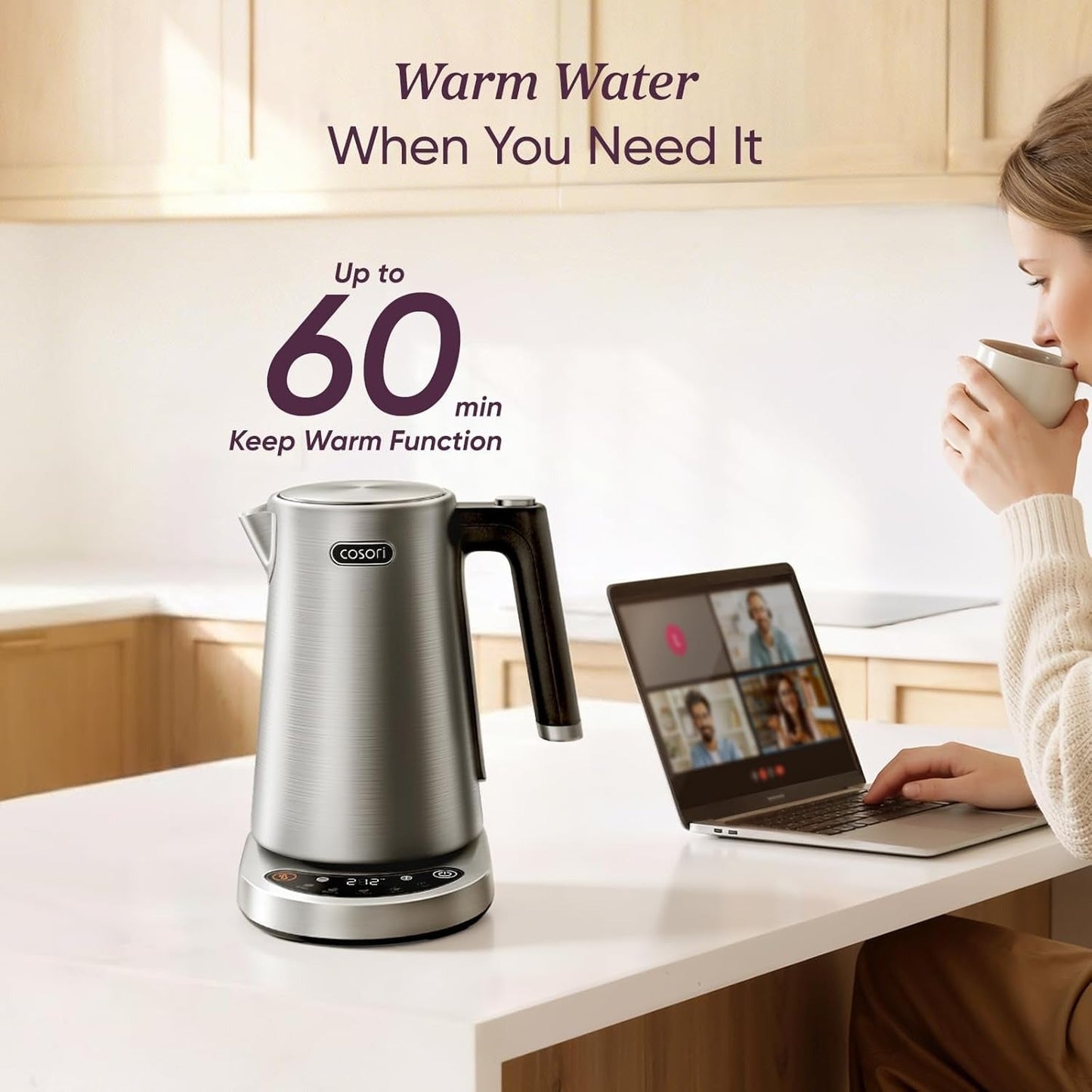 COSORI 1.7L Stainless Steel Kettle with Precision Control