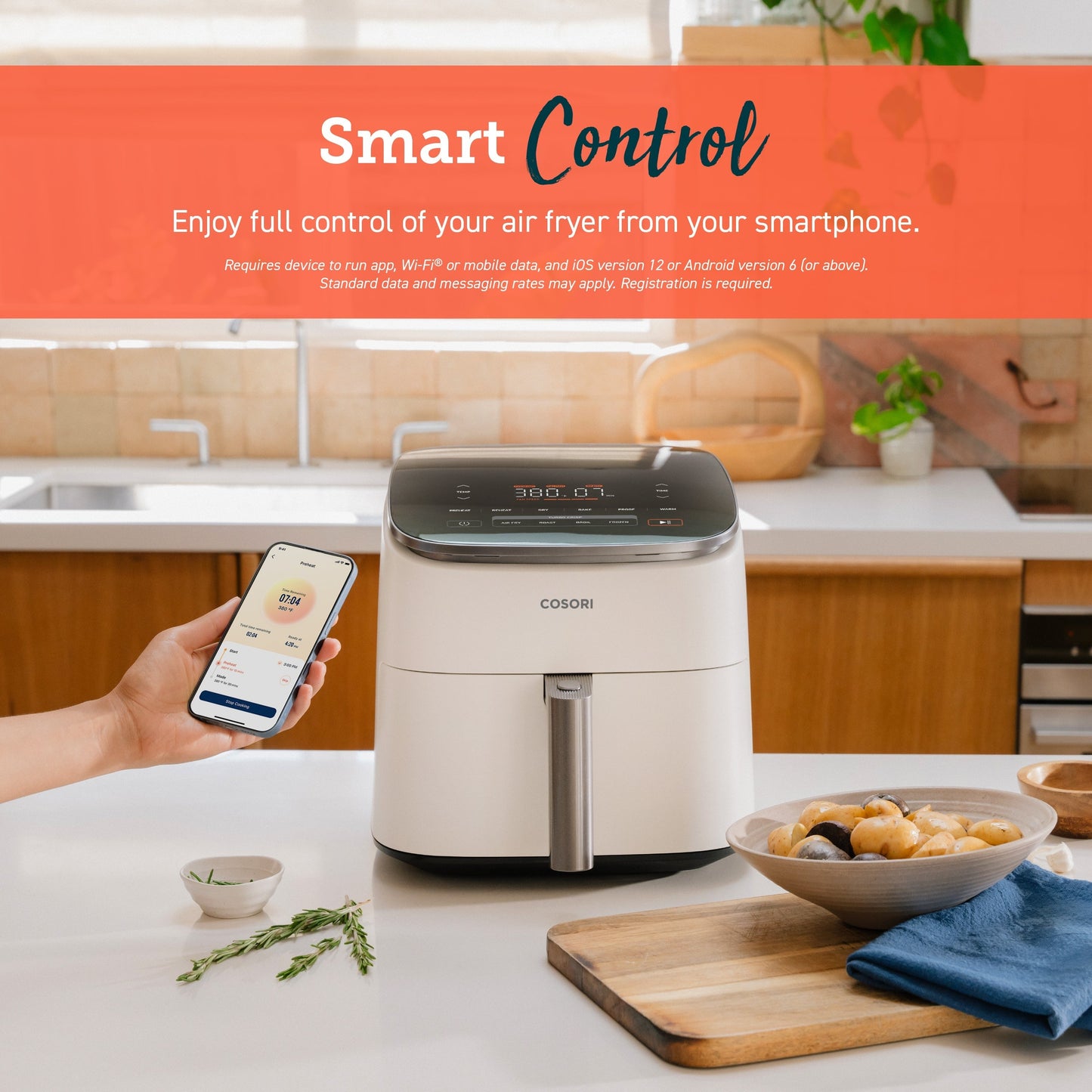 TurboBlazeTM 6.0-Quart Smart Air Fryer - Cream