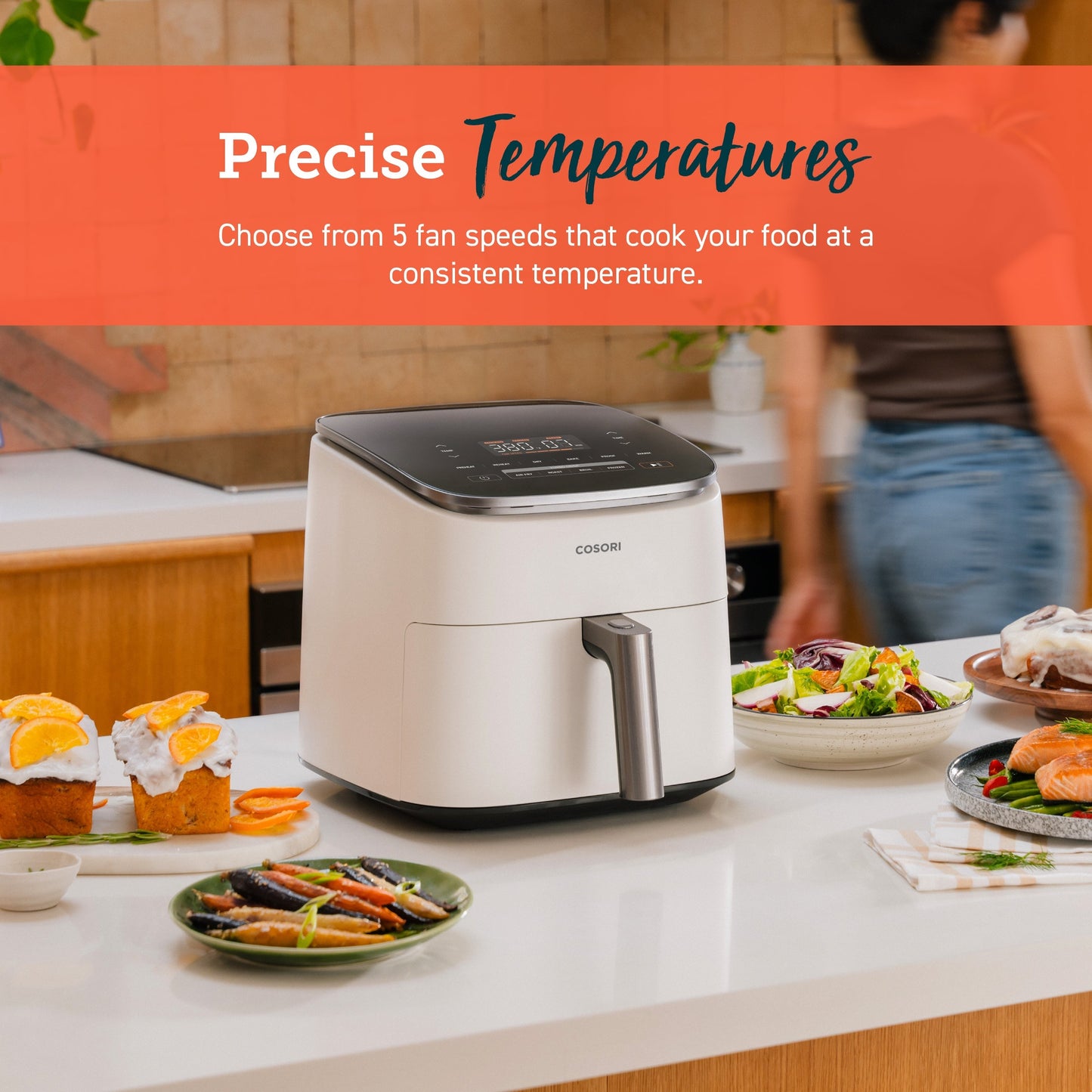 TurboBlazeTM 6.0-Quart Smart Air Fryer - Cream