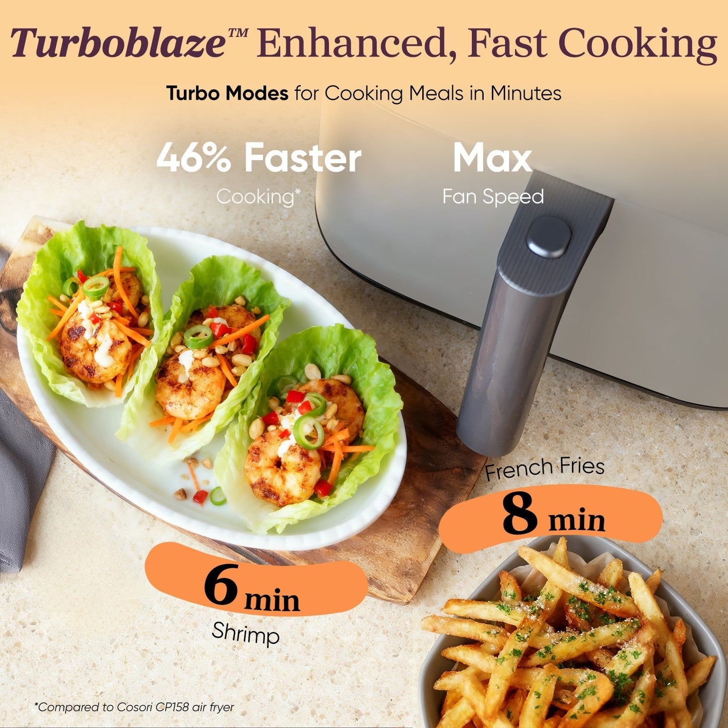 TurboBlazeTM 6.0-Quart Air Fryer - Light Gray