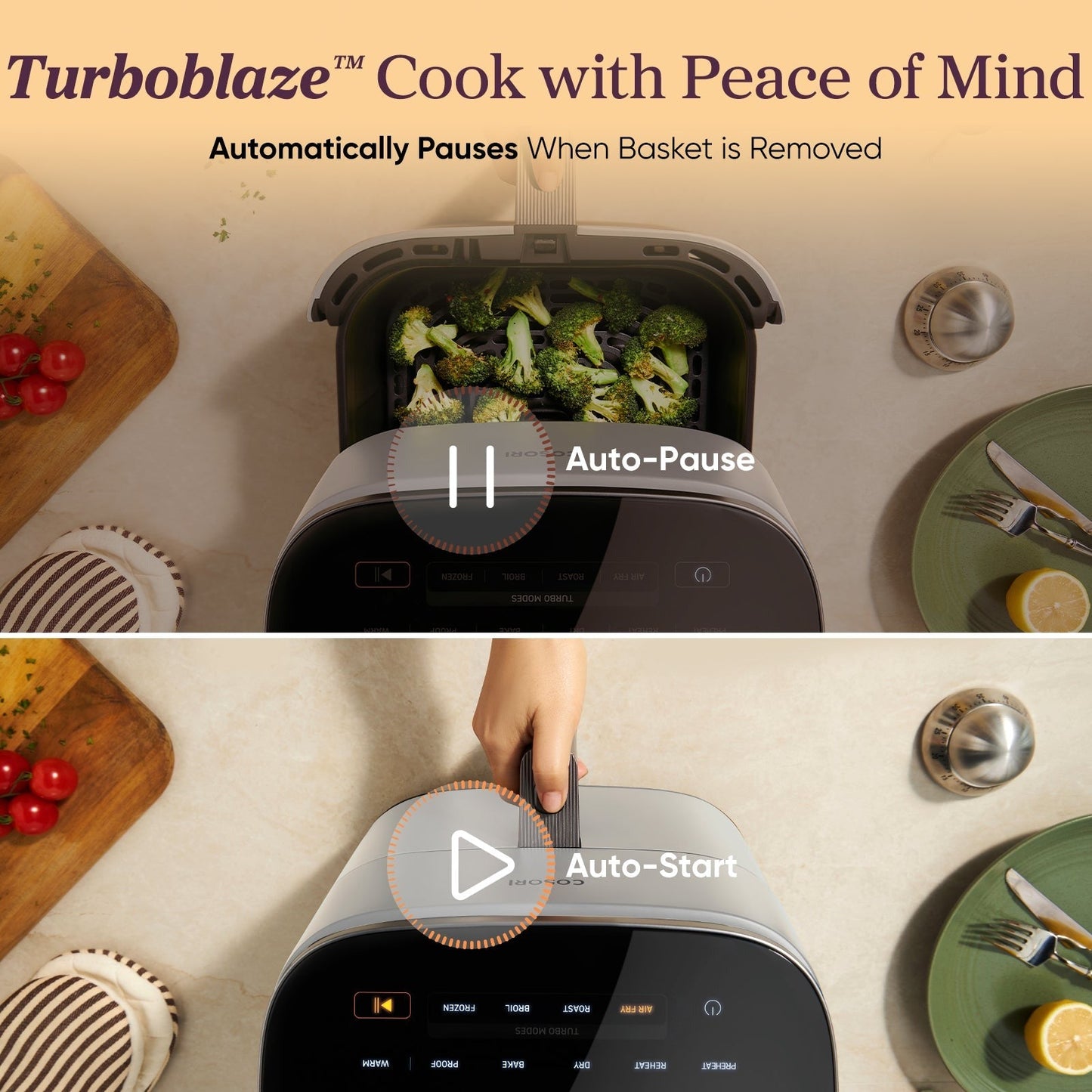 TurboBlazeTM 6.0-Quart Air Fryer - Light Gray
