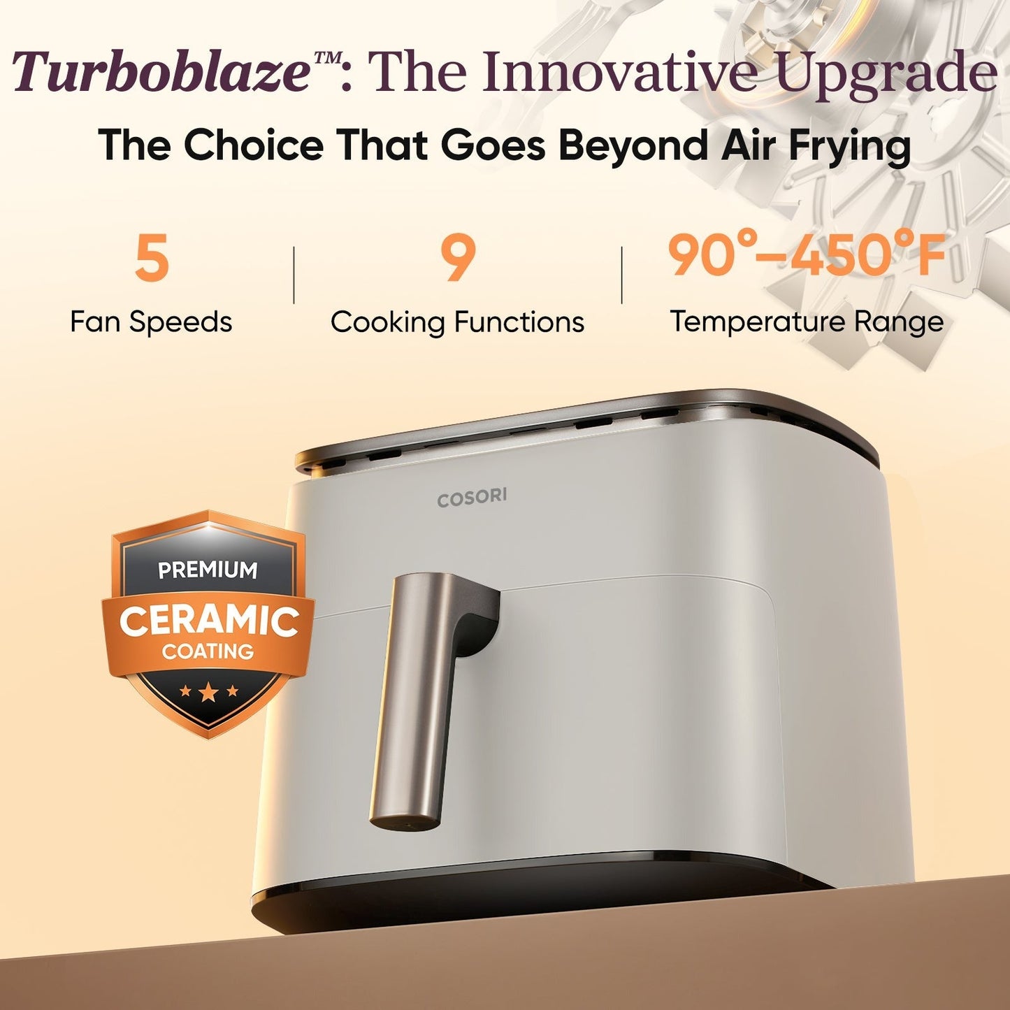 TurboBlazeTM 6.0-Quart Air Fryer - Light Gray